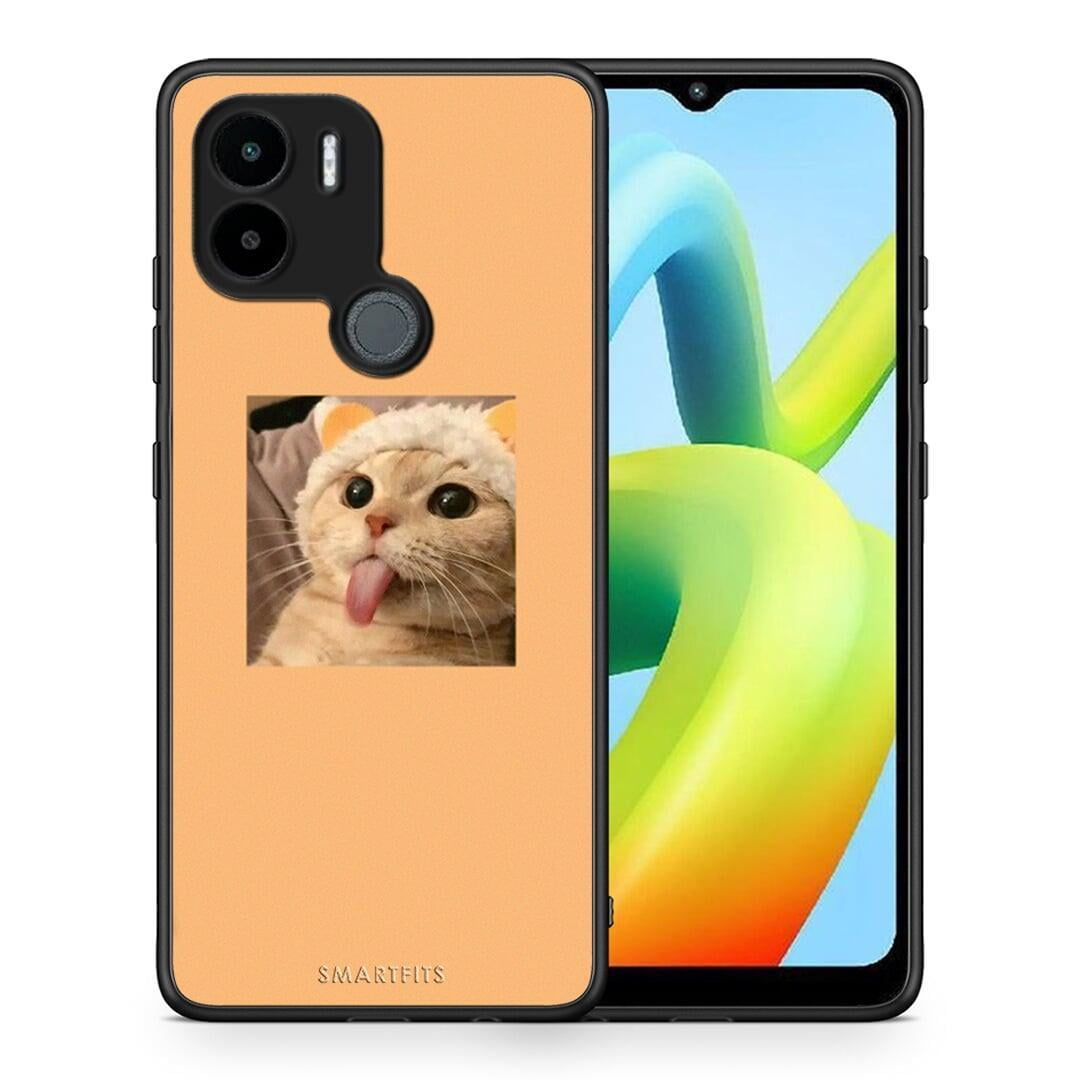 Θήκη Xiaomi Redmi A1+ / A2+ Cat Tongue από τη Smartfits με σχέδιο στο πίσω μέρος και μαύρο περίβλημα | Xiaomi Redmi A1+ / A2+ Cat Tongue Case with Colorful Back and Black Bezels