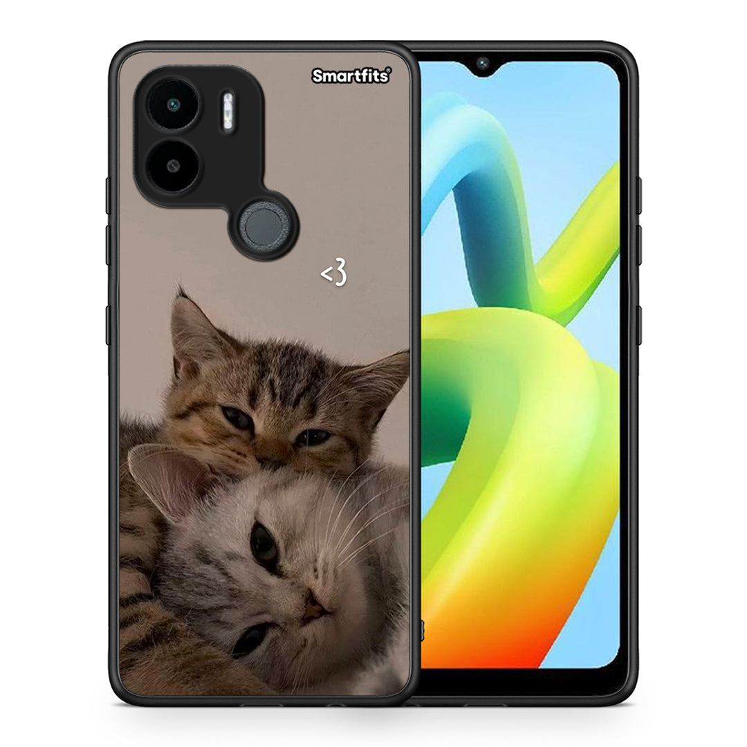Θήκη Xiaomi Redmi A1+ / A2+ Cats In Love από τη Smartfits με σχέδιο στο πίσω μέρος και μαύρο περίβλημα | Xiaomi Redmi A1+ / A2+ Cats In Love Case with Colorful Back and Black Bezels