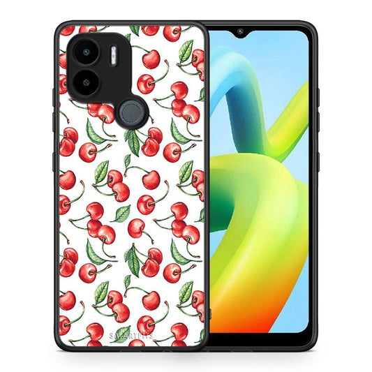 Θήκη Xiaomi Redmi A1+ / A2+ Cherry Summer από τη Smartfits με σχέδιο στο πίσω μέρος και μαύρο περίβλημα | Xiaomi Redmi A1+ / A2+ Cherry Summer Case with Colorful Back and Black Bezels