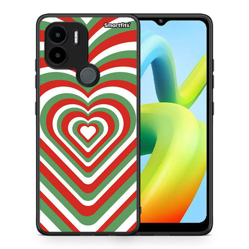 Θήκη Xiaomi Redmi A1+ / A2+ Christmas Hearts από τη Smartfits με σχέδιο στο πίσω μέρος και μαύρο περίβλημα | Xiaomi Redmi A1+ / A2+ Christmas Hearts Case with Colorful Back and Black Bezels