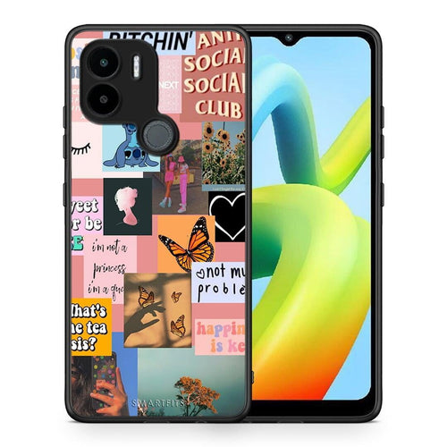 Θήκη Xiaomi Redmi A1+ / A2+ Collage Bitchin από τη Smartfits με σχέδιο στο πίσω μέρος και μαύρο περίβλημα | Xiaomi Redmi A1+ / A2+ Collage Bitchin Case with Colorful Back and Black Bezels