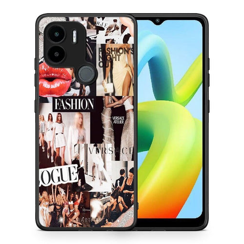 Θήκη Xiaomi Redmi A1+ / A2+ Collage Fashion από τη Smartfits με σχέδιο στο πίσω μέρος και μαύρο περίβλημα | Xiaomi Redmi A1+ / A2+ Collage Fashion Case with Colorful Back and Black Bezels