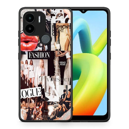Θήκη Xiaomi Redmi A1+ / A2+ Collage Fashion από τη Smartfits με σχέδιο στο πίσω μέρος και μαύρο περίβλημα | Xiaomi Redmi A1+ / A2+ Collage Fashion Case with Colorful Back and Black Bezels