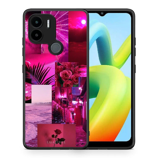 Θήκη Xiaomi Redmi A1+ / A2+ Collage Red Roses από τη Smartfits με σχέδιο στο πίσω μέρος και μαύρο περίβλημα | Xiaomi Redmi A1+ / A2+ Collage Red Roses Case with Colorful Back and Black Bezels