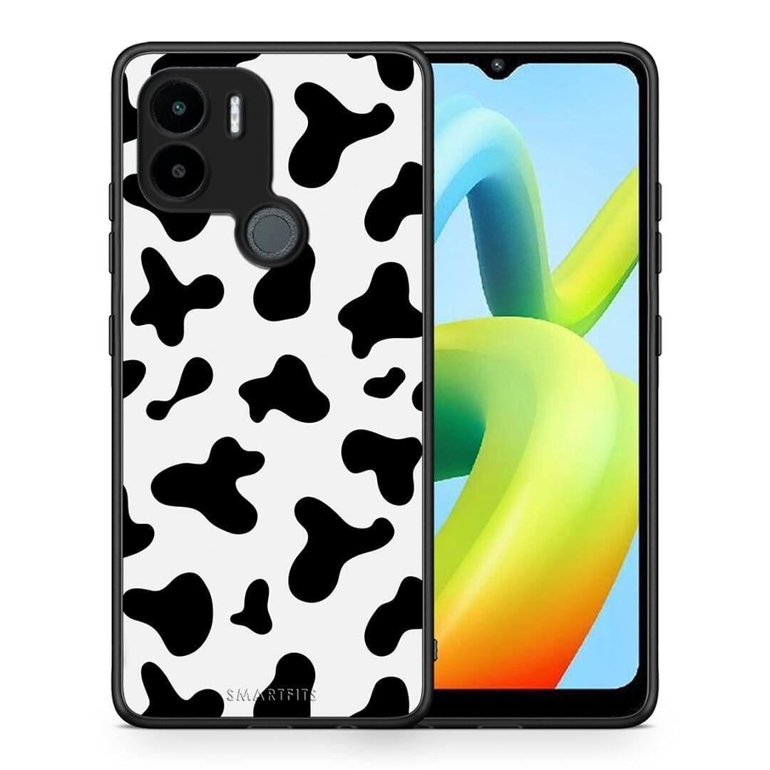 Θήκη Xiaomi Redmi A1+ / A2+ Cow Print από τη Smartfits με σχέδιο στο πίσω μέρος και μαύρο περίβλημα | Xiaomi Redmi A1+ / A2+ Cow Print Case with Colorful Back and Black Bezels