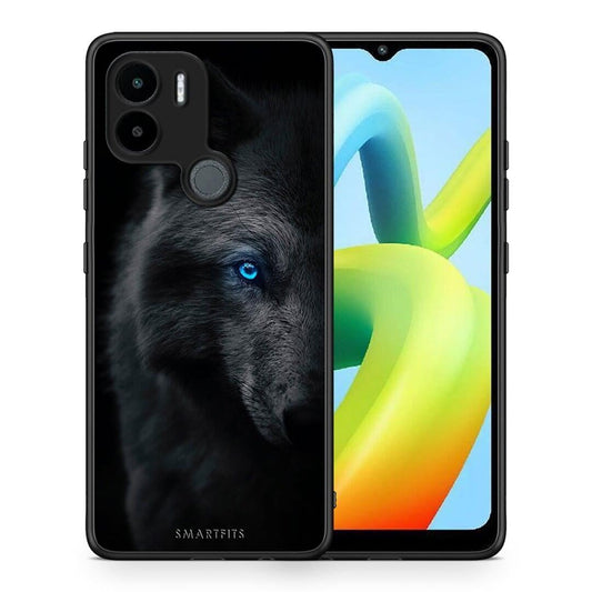 Θήκη Xiaomi Redmi A1+ / A2+ Dark Wolf από τη Smartfits με σχέδιο στο πίσω μέρος και μαύρο περίβλημα | Xiaomi Redmi A1+ / A2+ Dark Wolf Case with Colorful Back and Black Bezels