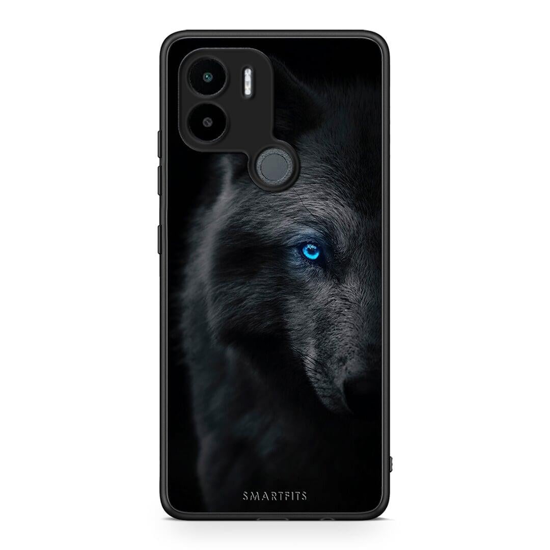 Θήκη Xiaomi Redmi A1+ / A2+ Dark Wolf από τη Smartfits με σχέδιο στο πίσω μέρος και μαύρο περίβλημα | Xiaomi Redmi A1+ / A2+ Dark Wolf Case with Colorful Back and Black Bezels
