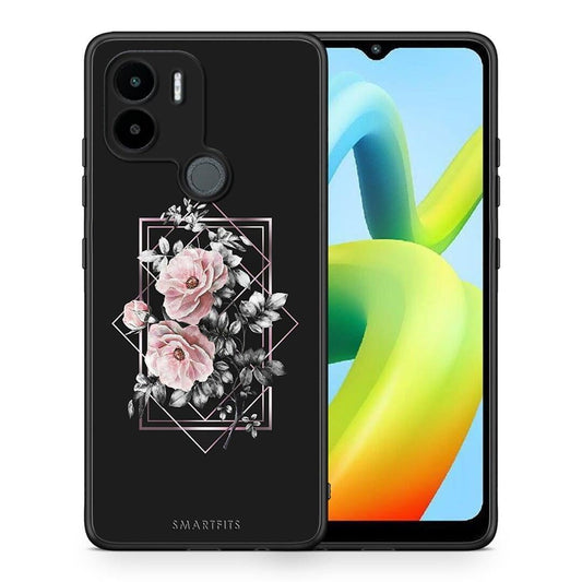 Θήκη Xiaomi Redmi A1+ / A2+ Flower Frame από τη Smartfits με σχέδιο στο πίσω μέρος και μαύρο περίβλημα | Xiaomi Redmi A1+ / A2+ Flower Frame Case with Colorful Back and Black Bezels