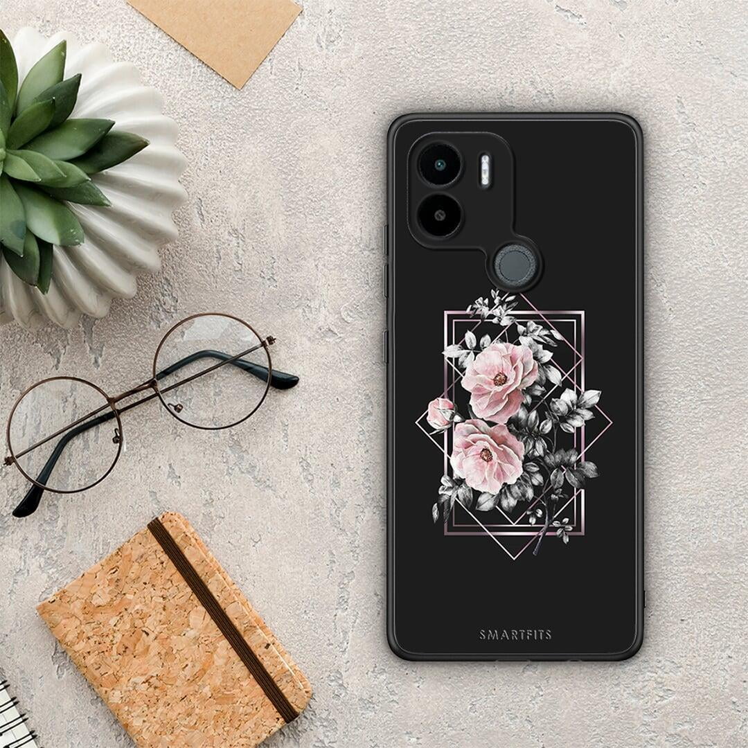Θήκη Xiaomi Redmi A1+ / A2+ Flower Frame από τη Smartfits με σχέδιο στο πίσω μέρος και μαύρο περίβλημα | Xiaomi Redmi A1+ / A2+ Flower Frame Case with Colorful Back and Black Bezels