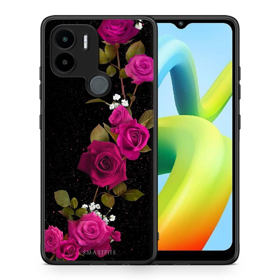 Θήκη Xiaomi Redmi A1+ / A2+ Flower Red Roses από τη Smartfits με σχέδιο στο πίσω μέρος και μαύρο περίβλημα | Xiaomi Redmi A1+ / A2+ Flower Red Roses Case with Colorful Back and Black Bezels