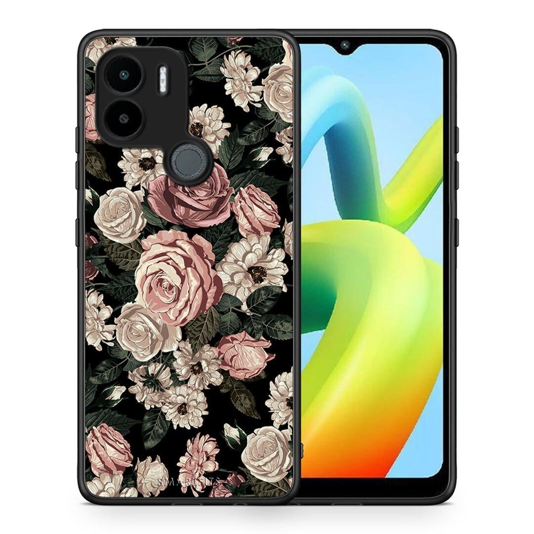 Θήκη Xiaomi Redmi A1+ / A2+ Flower Wild Roses από τη Smartfits με σχέδιο στο πίσω μέρος και μαύρο περίβλημα | Xiaomi Redmi A1+ / A2+ Flower Wild Roses Case with Colorful Back and Black Bezels