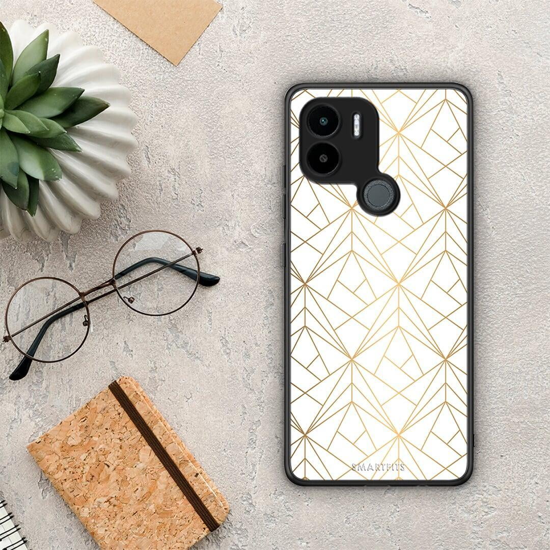 Θήκη Xiaomi Redmi A1+ / A2+ Geometric Luxury White από τη Smartfits με σχέδιο στο πίσω μέρος και μαύρο περίβλημα | Xiaomi Redmi A1+ / A2+ Geometric Luxury White Case with Colorful Back and Black Bezels