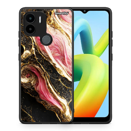 Θήκη Xiaomi Redmi A1+ / A2+ Glamorous Pink Marble από τη Smartfits με σχέδιο στο πίσω μέρος και μαύρο περίβλημα | Xiaomi Redmi A1+ / A2+ Glamorous Pink Marble Case with Colorful Back and Black Bezels
