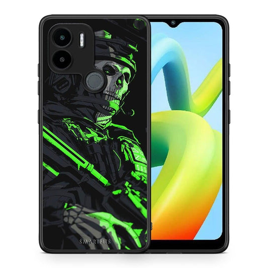 Θήκη Xiaomi Redmi A1+ / A2+ Green Soldier από τη Smartfits με σχέδιο στο πίσω μέρος και μαύρο περίβλημα | Xiaomi Redmi A1+ / A2+ Green Soldier Case with Colorful Back and Black Bezels