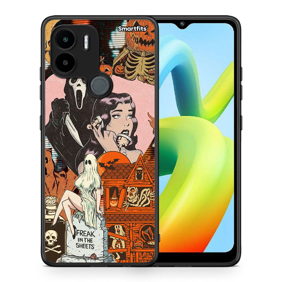 Θήκη Xiaomi Redmi A1+ / A2+ Halloween Collage από τη Smartfits με σχέδιο στο πίσω μέρος και μαύρο περίβλημα | Xiaomi Redmi A1+ / A2+ Halloween Collage Case with Colorful Back and Black Bezels