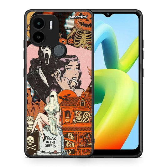 Θήκη Xiaomi Redmi A1+ / A2+ Halloween Collage από τη Smartfits με σχέδιο στο πίσω μέρος και μαύρο περίβλημα | Xiaomi Redmi A1+ / A2+ Halloween Collage Case with Colorful Back and Black Bezels