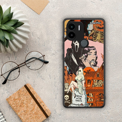 Θήκη Xiaomi Redmi A1+ / A2+ Halloween Collage από τη Smartfits με σχέδιο στο πίσω μέρος και μαύρο περίβλημα | Xiaomi Redmi A1+ / A2+ Halloween Collage Case with Colorful Back and Black Bezels