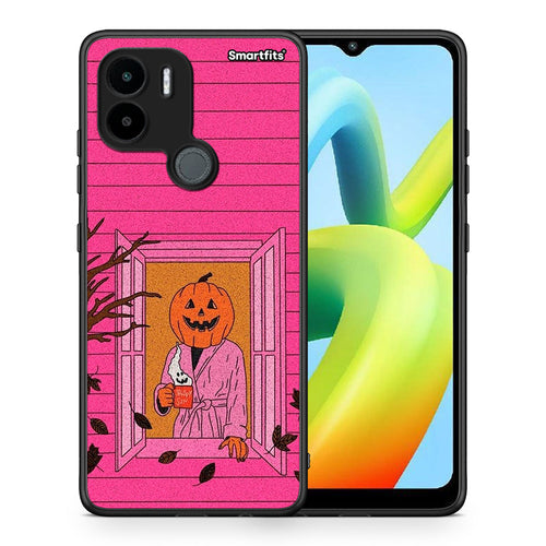 Θήκη Xiaomi Redmi A1+ / A2+ Halloween Pumpkin Lady από τη Smartfits με σχέδιο στο πίσω μέρος και μαύρο περίβλημα | Xiaomi Redmi A1+ / A2+ Halloween Pumpkin Lady Case with Colorful Back and Black Bezels