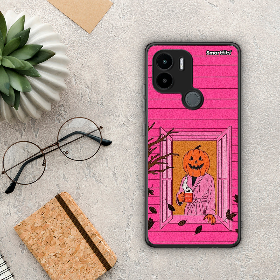 Θήκη Xiaomi Redmi A1+ / A2+ Halloween Pumpkin Lady από τη Smartfits με σχέδιο στο πίσω μέρος και μαύρο περίβλημα | Xiaomi Redmi A1+ / A2+ Halloween Pumpkin Lady Case with Colorful Back and Black Bezels