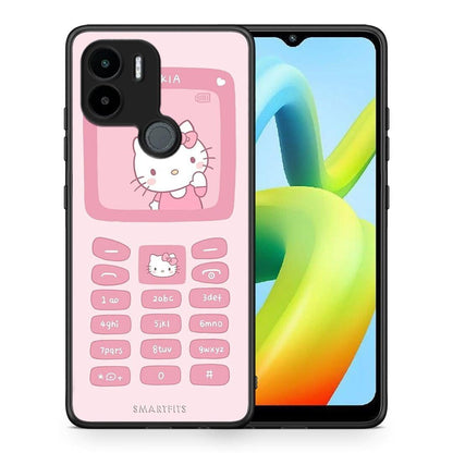 Θήκη Xiaomi Redmi A1+ / A2+ Hello Kitten από τη Smartfits με σχέδιο στο πίσω μέρος και μαύρο περίβλημα | Xiaomi Redmi A1+ / A2+ Hello Kitten Case with Colorful Back and Black Bezels
