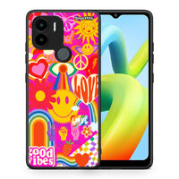 Thumbnail for Θήκη Xiaomi Redmi A1+ / A2+ Hippie Love από τη Smartfits με σχέδιο στο πίσω μέρος και μαύρο περίβλημα | Xiaomi Redmi A1+ / A2+ Hippie Love Case with Colorful Back and Black Bezels