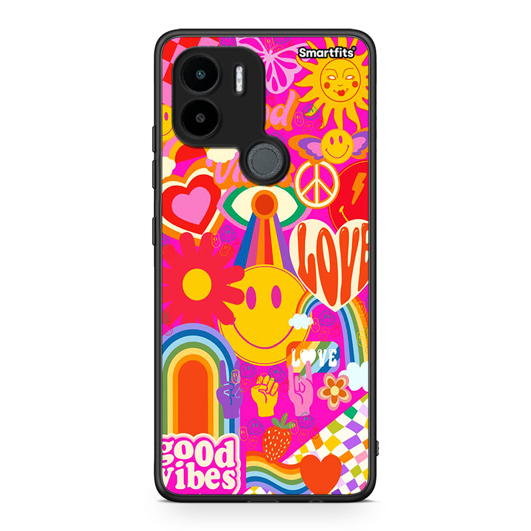 Θήκη Xiaomi Redmi A1+ / A2+ Hippie Love από τη Smartfits με σχέδιο στο πίσω μέρος και μαύρο περίβλημα | Xiaomi Redmi A1+ / A2+ Hippie Love Case with Colorful Back and Black Bezels