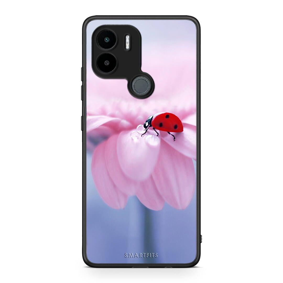 Θήκη Xiaomi Redmi A1+ / A2+ Ladybug Flower από τη Smartfits με σχέδιο στο πίσω μέρος και μαύρο περίβλημα | Xiaomi Redmi A1+ / A2+ Ladybug Flower Case with Colorful Back and Black Bezels