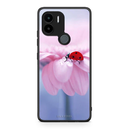 Θήκη Xiaomi Redmi A1+ / A2+ Ladybug Flower από τη Smartfits με σχέδιο στο πίσω μέρος και μαύρο περίβλημα | Xiaomi Redmi A1+ / A2+ Ladybug Flower Case with Colorful Back and Black Bezels
