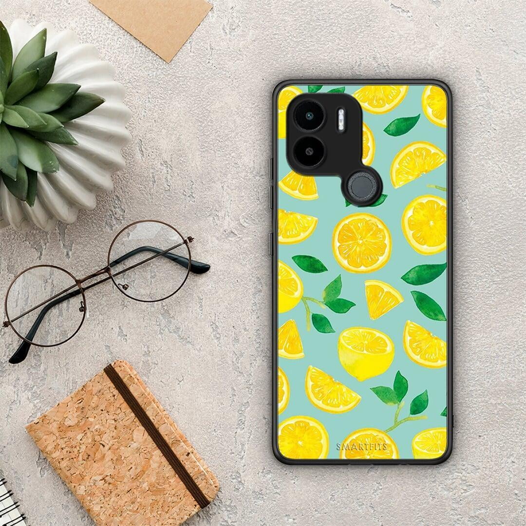 Θήκη Xiaomi Redmi A1+ / A2+ Lemons από τη Smartfits με σχέδιο στο πίσω μέρος και μαύρο περίβλημα | Xiaomi Redmi A1+ / A2+ Lemons Case with Colorful Back and Black Bezels