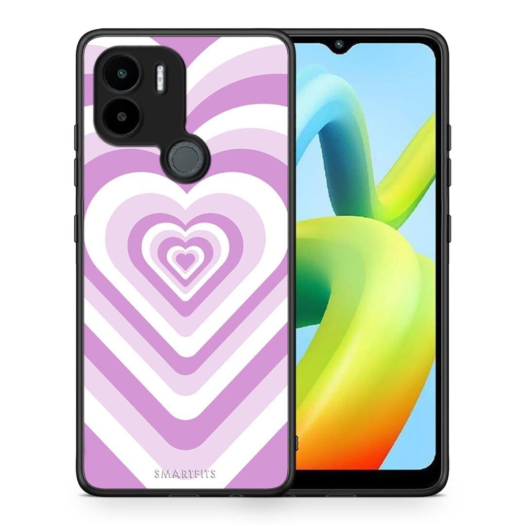 Θήκη Xiaomi Redmi A1+ / A2+ Lilac Hearts από τη Smartfits με σχέδιο στο πίσω μέρος και μαύρο περίβλημα | Xiaomi Redmi A1+ / A2+ Lilac Hearts Case with Colorful Back and Black Bezels