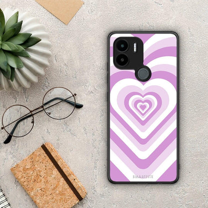 Θήκη Xiaomi Redmi A1+ / A2+ Lilac Hearts από τη Smartfits με σχέδιο στο πίσω μέρος και μαύρο περίβλημα | Xiaomi Redmi A1+ / A2+ Lilac Hearts Case with Colorful Back and Black Bezels