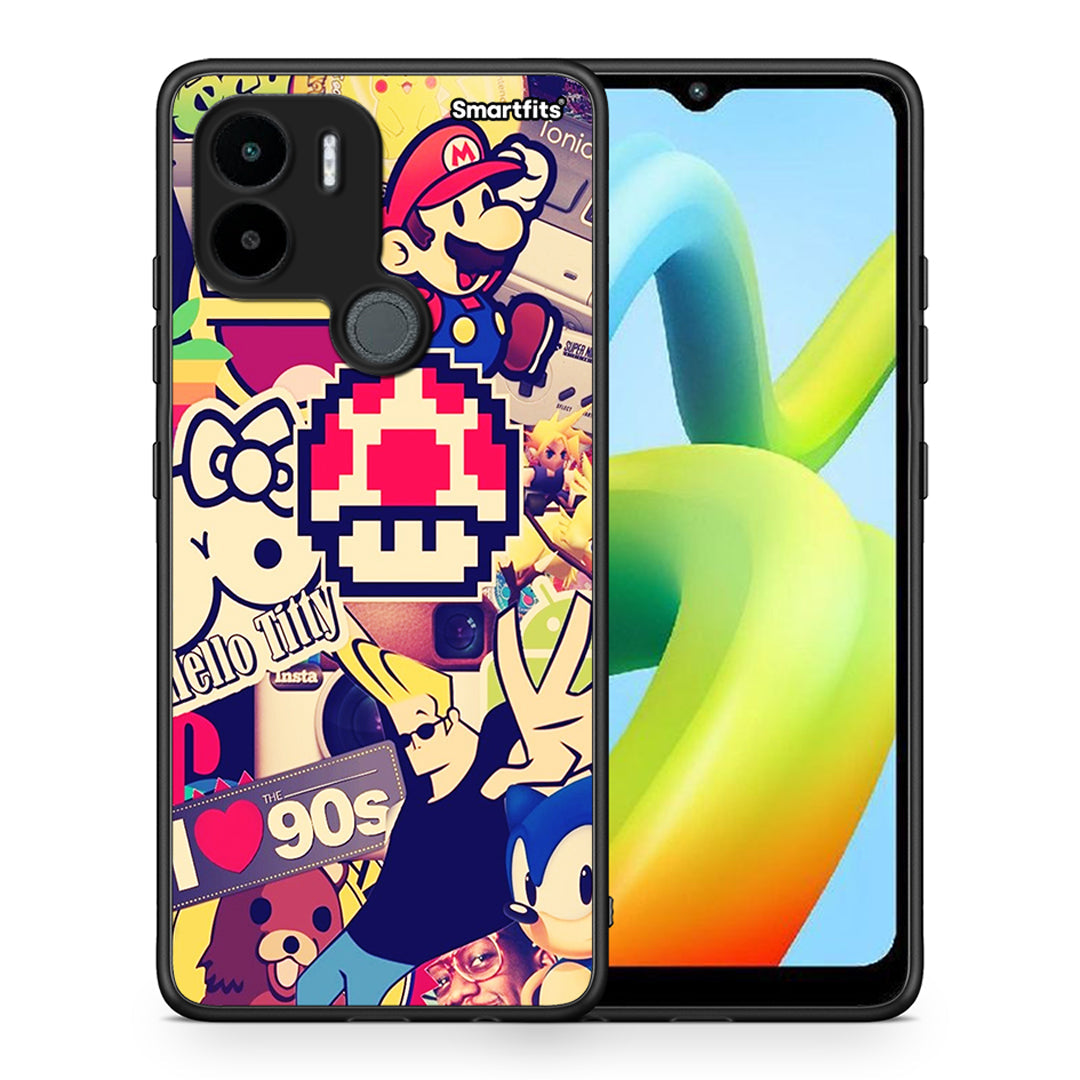 Θήκη Xiaomi Redmi A1+ / A2+ Love The 90s από τη Smartfits με σχέδιο στο πίσω μέρος και μαύρο περίβλημα | Xiaomi Redmi A1+ / A2+ Love The 90s Case with Colorful Back and Black Bezels