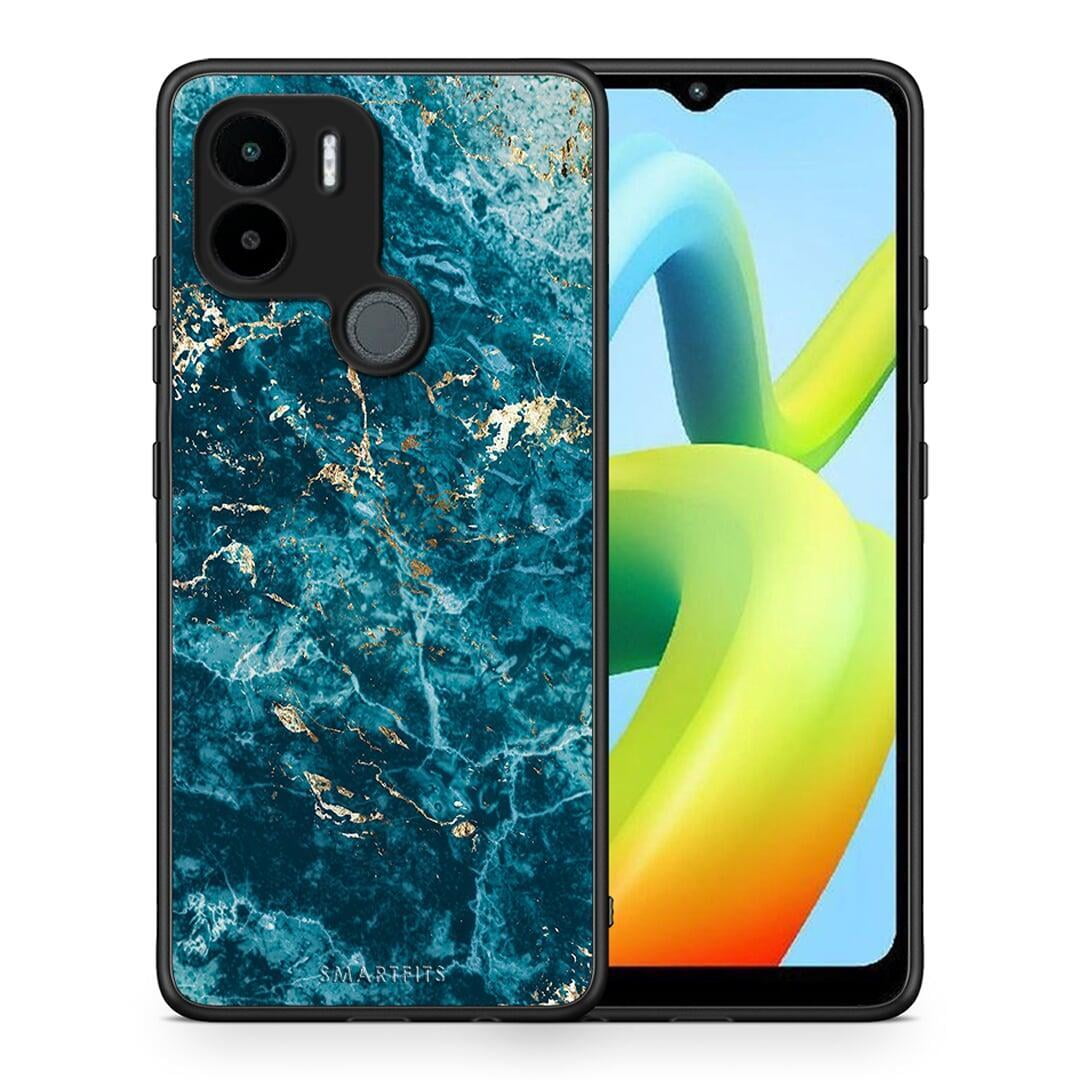 Θήκη Xiaomi Redmi A1+ / A2+ Marble Blue από τη Smartfits με σχέδιο στο πίσω μέρος και μαύρο περίβλημα | Xiaomi Redmi A1+ / A2+ Marble Blue Case with Colorful Back and Black Bezels