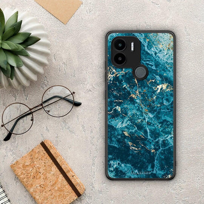 Θήκη Xiaomi Redmi A1+ / A2+ Marble Blue από τη Smartfits με σχέδιο στο πίσω μέρος και μαύρο περίβλημα | Xiaomi Redmi A1+ / A2+ Marble Blue Case with Colorful Back and Black Bezels