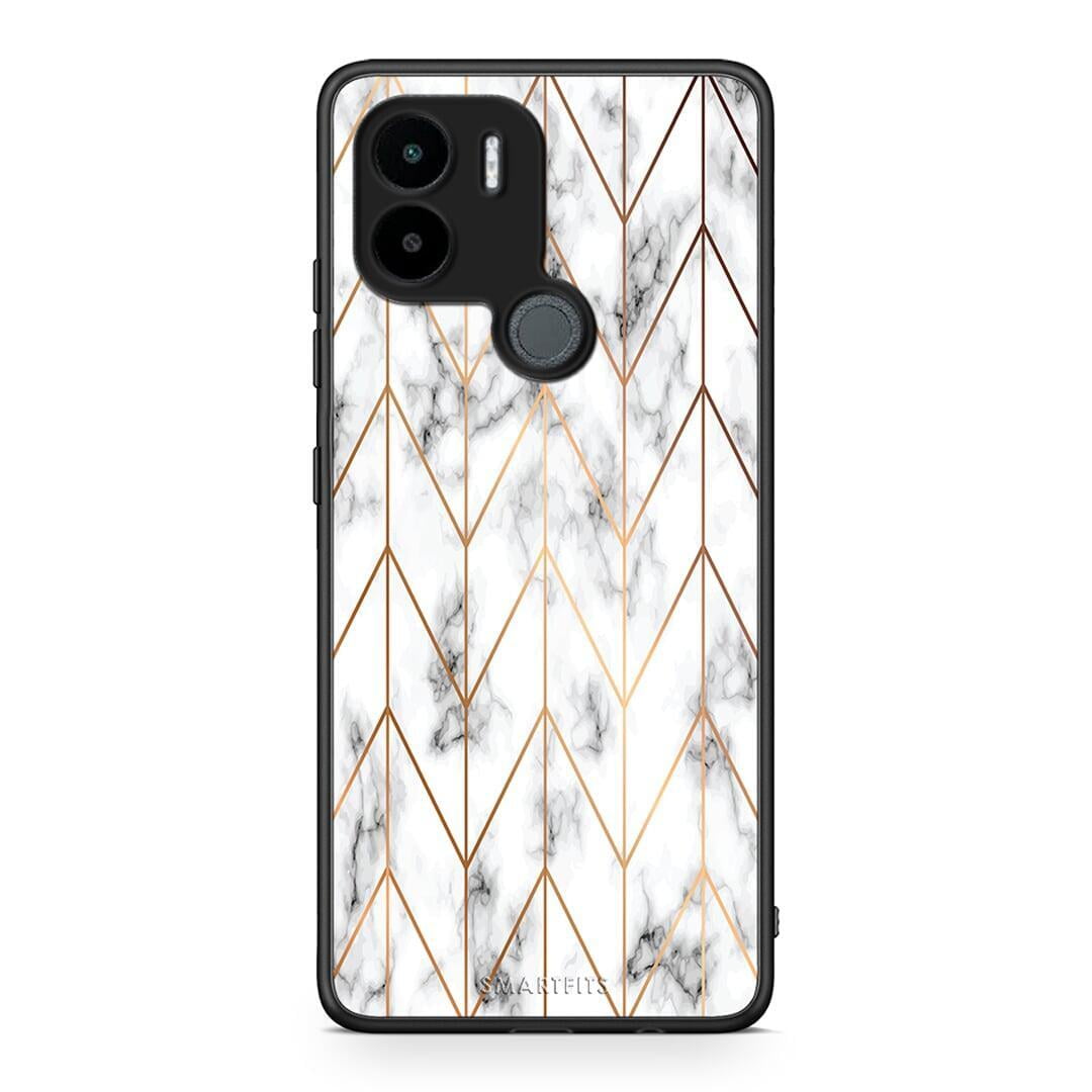 Θήκη Xiaomi Redmi A1+ / A2+ Marble Gold Geometric από τη Smartfits με σχέδιο στο πίσω μέρος και μαύρο περίβλημα | Xiaomi Redmi A1+ / A2+ Marble Gold Geometric Case with Colorful Back and Black Bezels