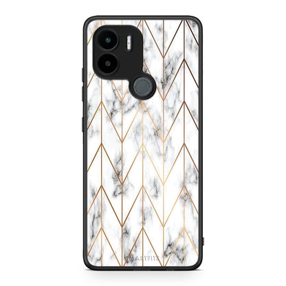 Θήκη Xiaomi Redmi A1+ / A2+ Marble Gold Geometric από τη Smartfits με σχέδιο στο πίσω μέρος και μαύρο περίβλημα | Xiaomi Redmi A1+ / A2+ Marble Gold Geometric Case with Colorful Back and Black Bezels