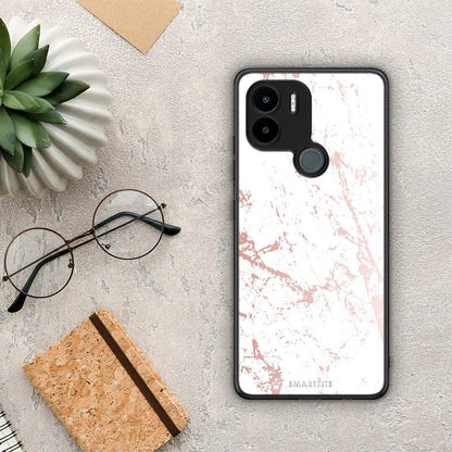 Θήκη Xiaomi Redmi A1+ / A2+ Marble Pink Splash από τη Smartfits με σχέδιο στο πίσω μέρος και μαύρο περίβλημα | Xiaomi Redmi A1+ / A2+ Marble Pink Splash Case with Colorful Back and Black Bezels