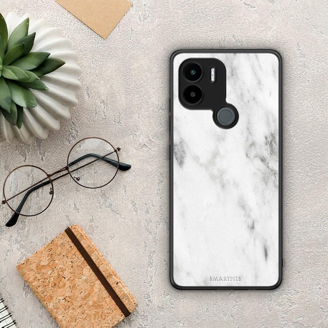 Θήκη Xiaomi Redmi A1+ / A2+ Marble White από τη Smartfits με σχέδιο στο πίσω μέρος και μαύρο περίβλημα | Xiaomi Redmi A1+ / A2+ Marble White Case with Colorful Back and Black Bezels