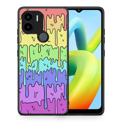 Θήκη Xiaomi Redmi A1+ / A2+ Melting Rainbow από τη Smartfits με σχέδιο στο πίσω μέρος και μαύρο περίβλημα | Xiaomi Redmi A1+ / A2+ Melting Rainbow Case with Colorful Back and Black Bezels