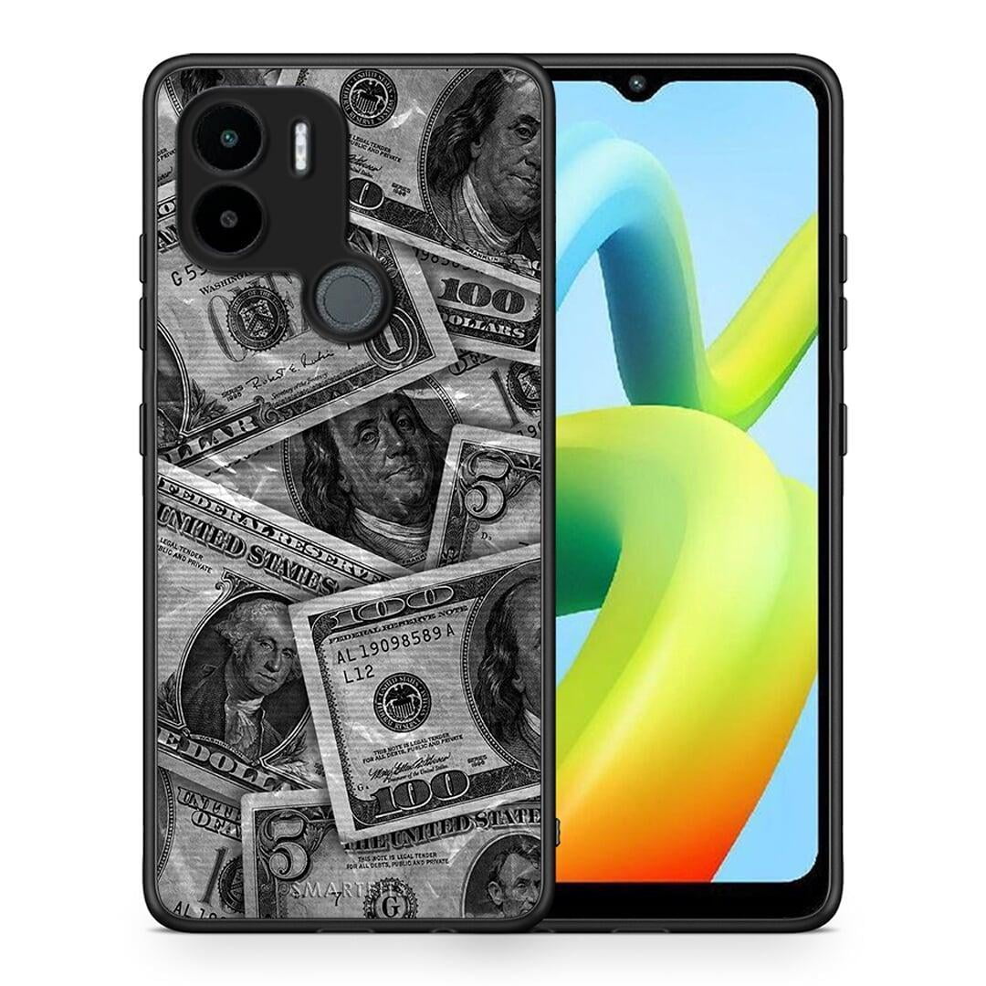 Θήκη Xiaomi Redmi A1+ / A2+ Money Dollars από τη Smartfits με σχέδιο στο πίσω μέρος και μαύρο περίβλημα | Xiaomi Redmi A1+ / A2+ Money Dollars Case with Colorful Back and Black Bezels