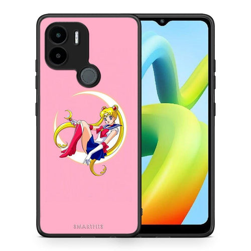 Θήκη Xiaomi Redmi A1+ / A2+ Moon Girl από τη Smartfits με σχέδιο στο πίσω μέρος και μαύρο περίβλημα | Xiaomi Redmi A1+ / A2+ Moon Girl Case with Colorful Back and Black Bezels