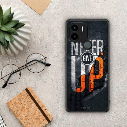 Θήκη Xiaomi Redmi A1+ / A2+ Never Give Up από τη Smartfits με σχέδιο στο πίσω μέρος και μαύρο περίβλημα | Xiaomi Redmi A1+ / A2+ Never Give Up Case with Colorful Back and Black Bezels