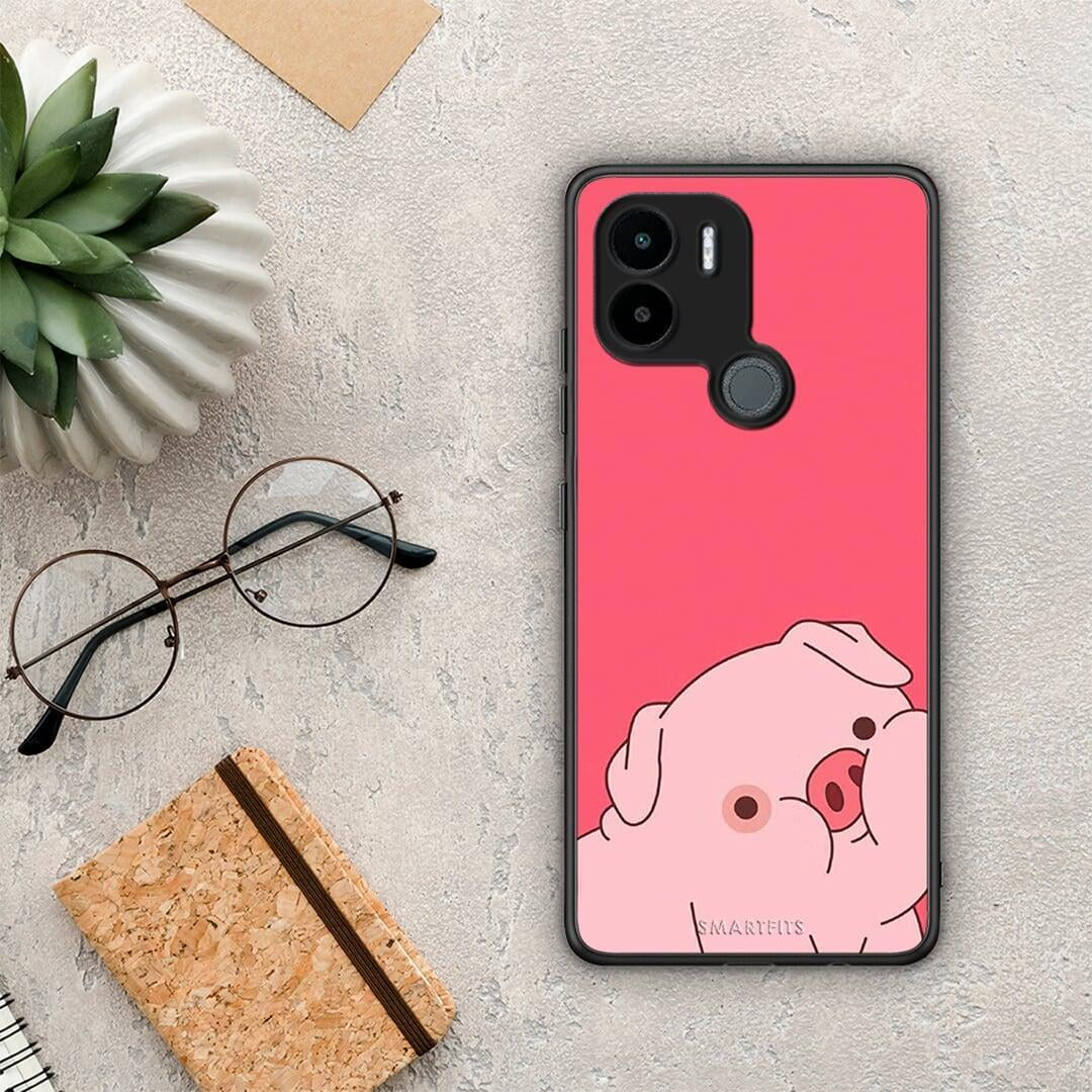 Θήκη Xiaomi Redmi A1+ / A2+ Pig Love 1 από τη Smartfits με σχέδιο στο πίσω μέρος και μαύρο περίβλημα | Xiaomi Redmi A1+ / A2+ Pig Love 1 Case with Colorful Back and Black Bezels
