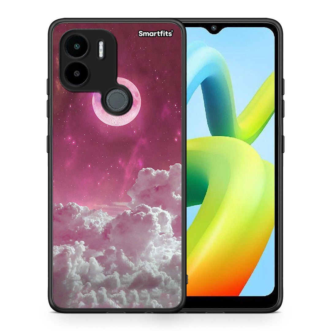 Θήκη Xiaomi Redmi A1+ / A2+ Pink Moon από τη Smartfits με σχέδιο στο πίσω μέρος και μαύρο περίβλημα | Xiaomi Redmi A1+ / A2+ Pink Moon Case with Colorful Back and Black Bezels