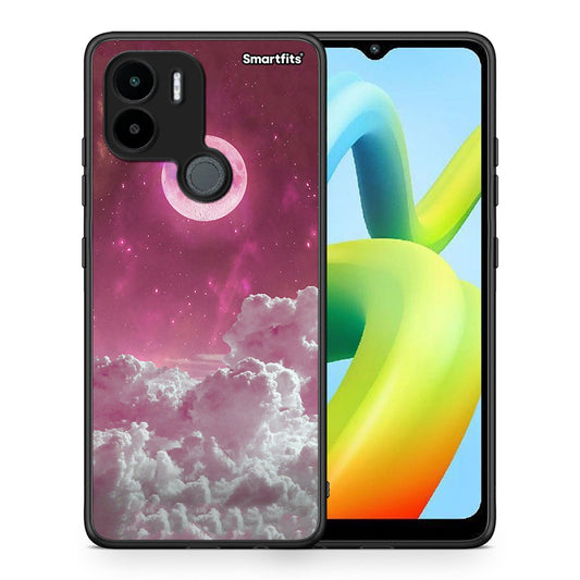 Θήκη Xiaomi Redmi A1+ / A2+ Pink Moon από τη Smartfits με σχέδιο στο πίσω μέρος και μαύρο περίβλημα | Xiaomi Redmi A1+ / A2+ Pink Moon Case with Colorful Back and Black Bezels