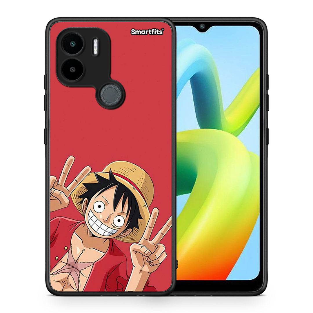Θήκη Xiaomi Redmi A1+ / A2+ Pirate Luffy από τη Smartfits με σχέδιο στο πίσω μέρος και μαύρο περίβλημα | Xiaomi Redmi A1+ / A2+ Pirate Luffy Case with Colorful Back and Black Bezels