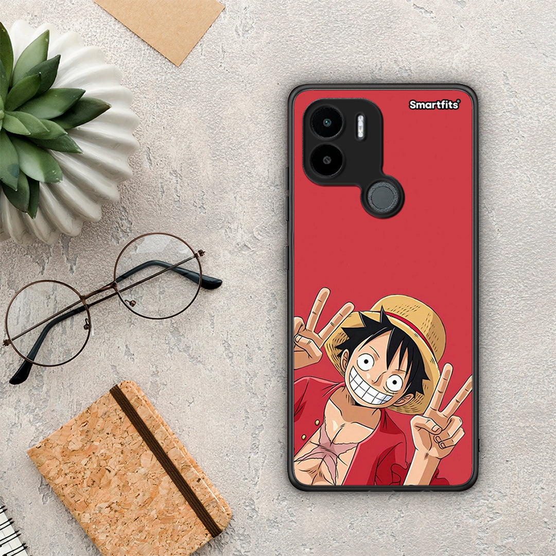 Θήκη Xiaomi Redmi A1+ / A2+ Pirate Luffy από τη Smartfits με σχέδιο στο πίσω μέρος και μαύρο περίβλημα | Xiaomi Redmi A1+ / A2+ Pirate Luffy Case with Colorful Back and Black Bezels