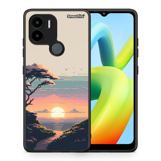 Θήκη Xiaomi Redmi A1+ / A2+ Pixel Sunset από τη Smartfits με σχέδιο στο πίσω μέρος και μαύρο περίβλημα | Xiaomi Redmi A1+ / A2+ Pixel Sunset Case with Colorful Back and Black Bezels