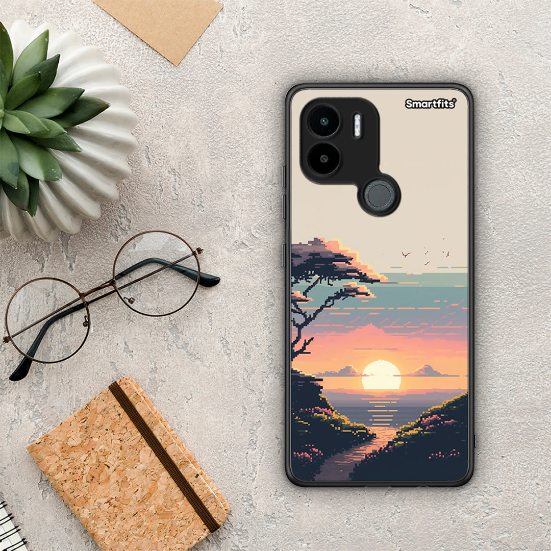 Θήκη Xiaomi Redmi A1+ / A2+ Pixel Sunset από τη Smartfits με σχέδιο στο πίσω μέρος και μαύρο περίβλημα | Xiaomi Redmi A1+ / A2+ Pixel Sunset Case with Colorful Back and Black Bezels