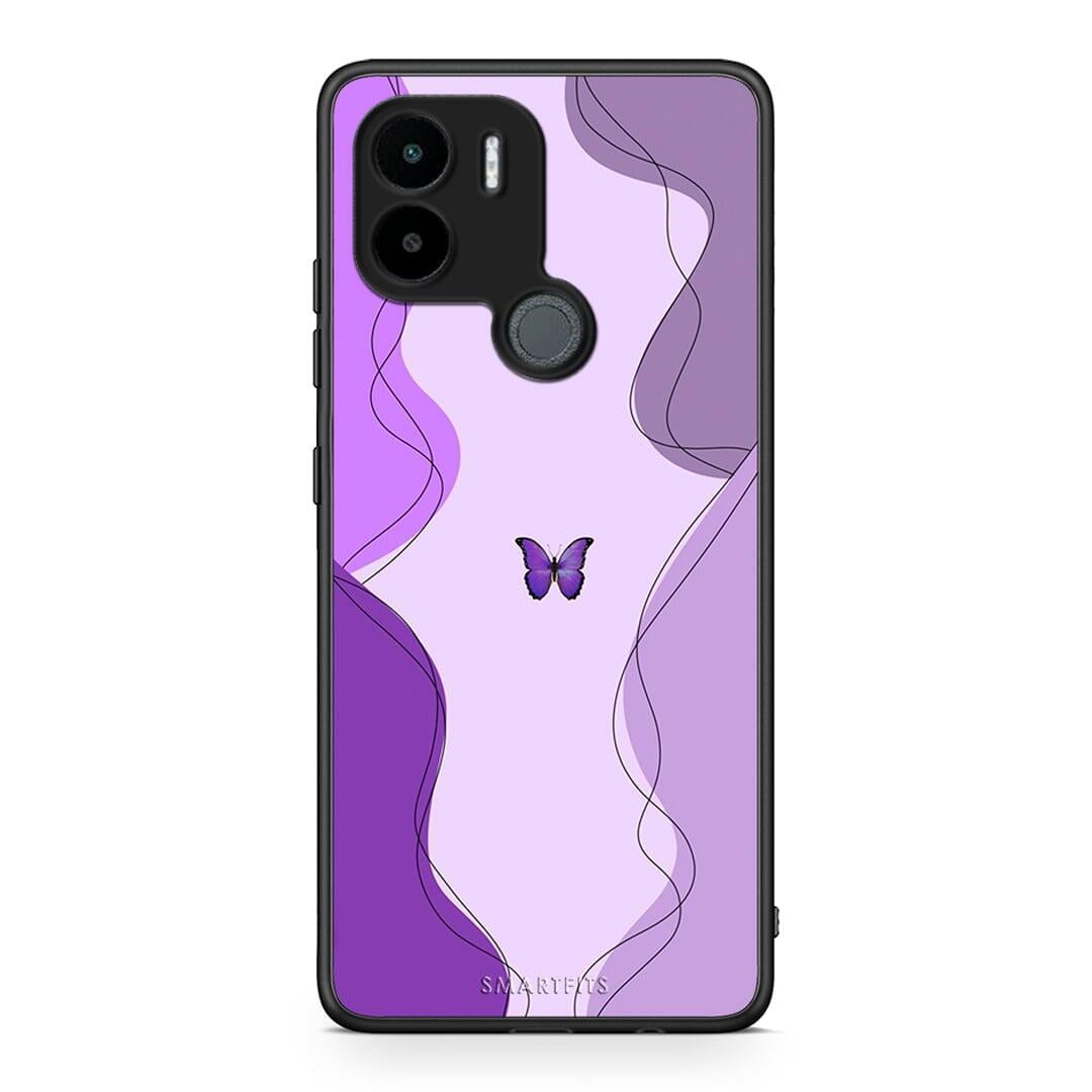 Θήκη Xiaomi Redmi A1+ / A2+ Purple Mariposa από τη Smartfits με σχέδιο στο πίσω μέρος και μαύρο περίβλημα | Xiaomi Redmi A1+ / A2+ Purple Mariposa Case with Colorful Back and Black Bezels